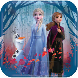 Frozen party supplies - large square paper plates with Anna and Elsa 