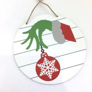 Grinch Green Hand Hanging Sign