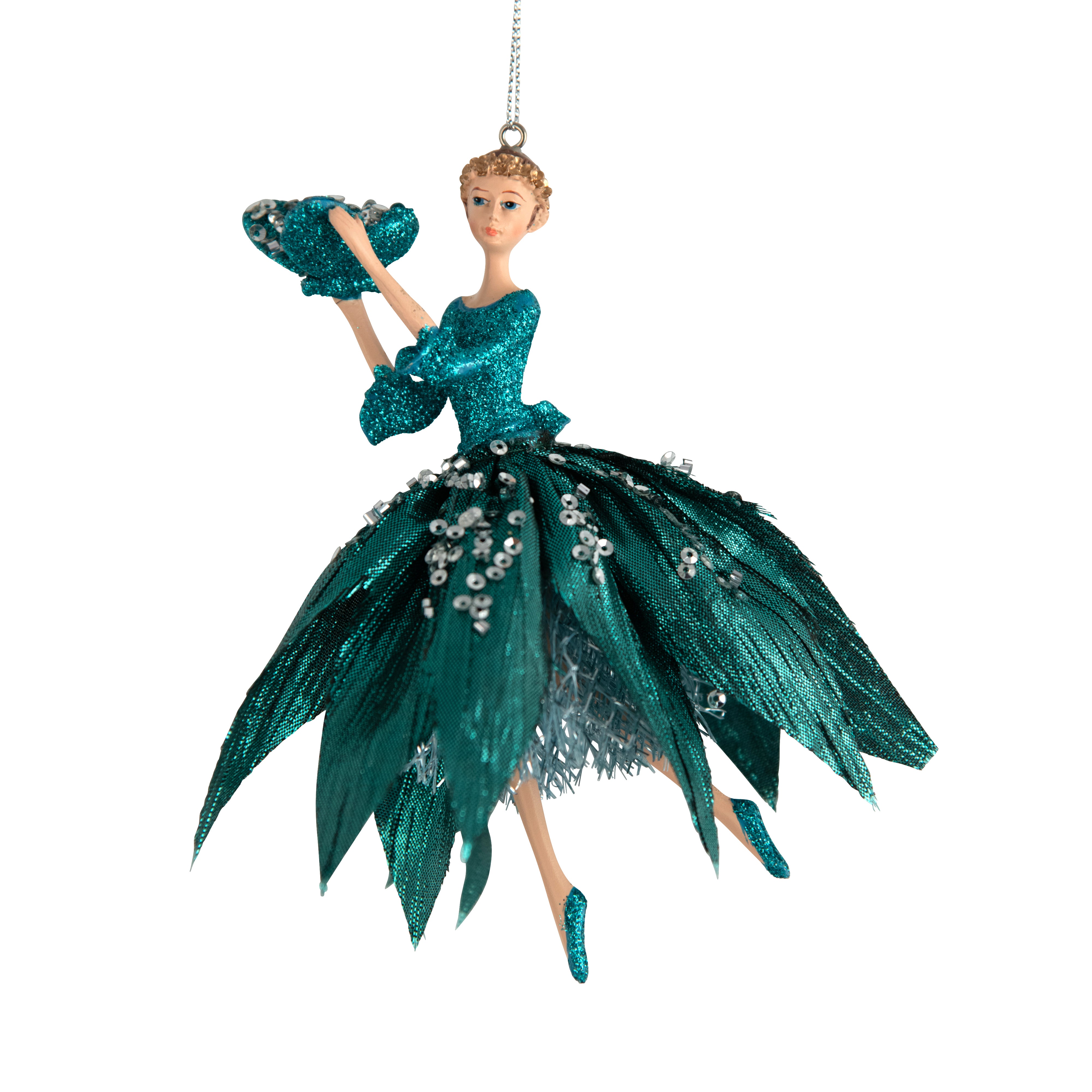 Teal Fairy hanging ornament - Christmas tree decoration