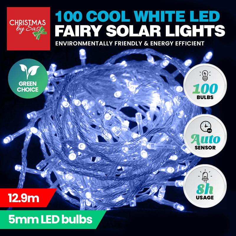 100 LED cool white solar lights 
