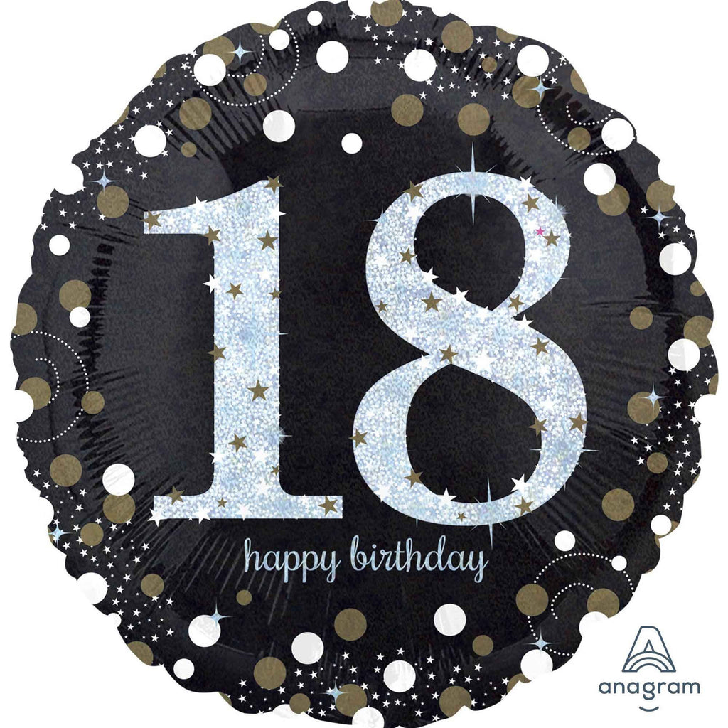 18th birthday party balloon foil with gold and silver