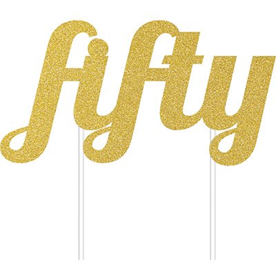 Fifty Gold Cake Topper