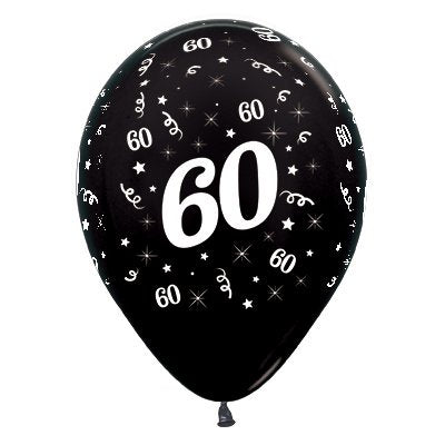 60TH Black Latex Balloons