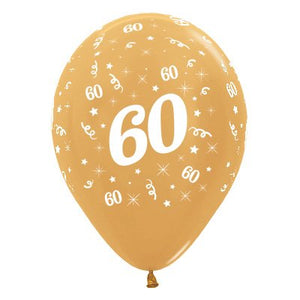60TH Gold Latex Balloons