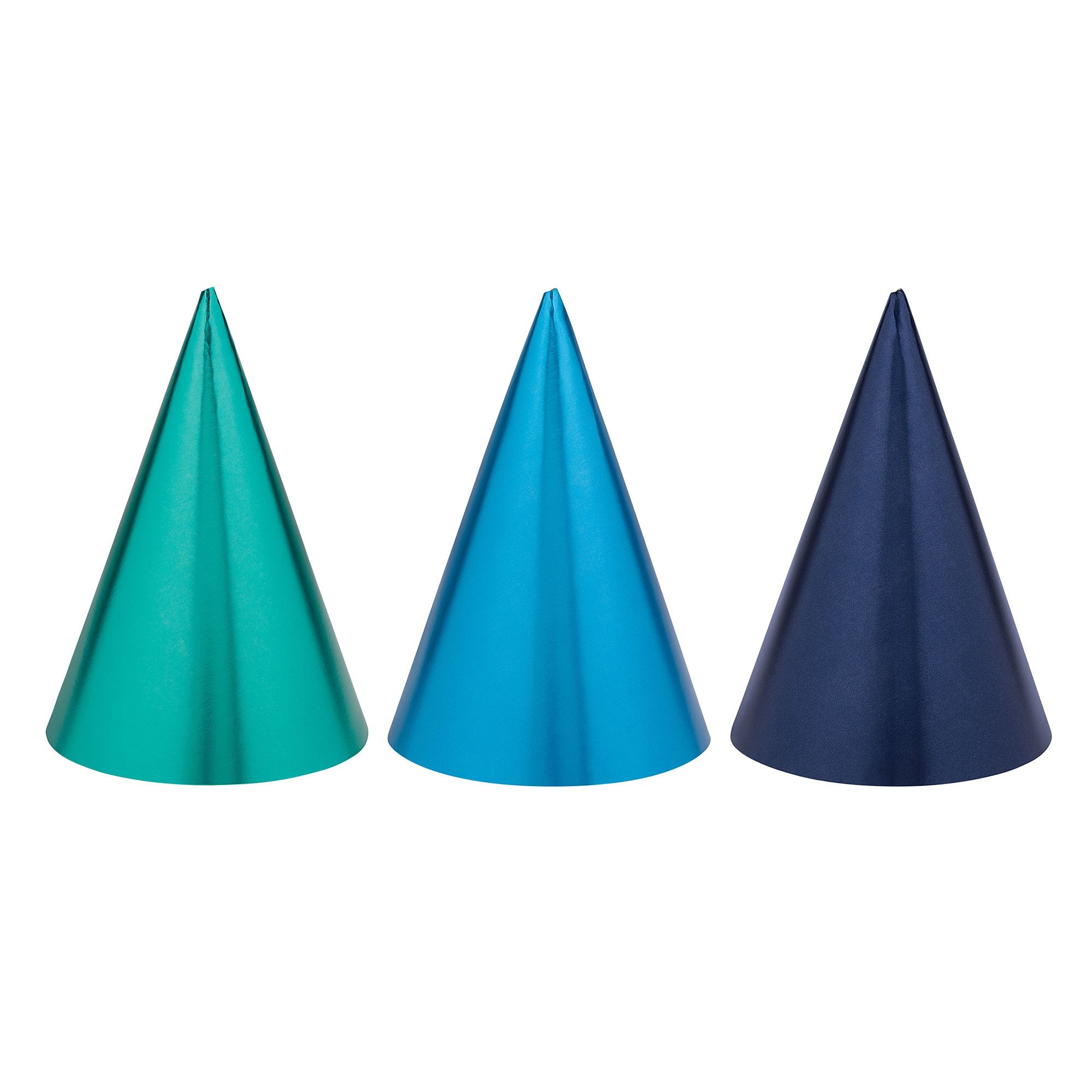 3 tone blue cone party hats