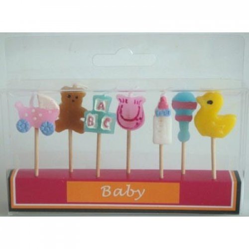 6 pack of cute little baby themed candles 