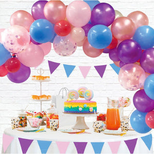 Beautiful mermaid multi coloured DIY balloon garland kit - example of garland set up