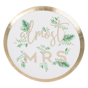 Botanical Hen "Almost Mrs" Paper Plates