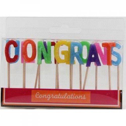 15 piece candle set that spells "congratulations"