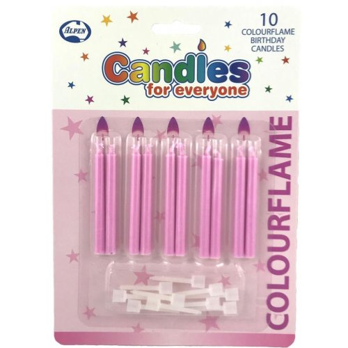 pink colour flame candles pack of 10