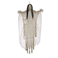 small hanging creepy girl Halloween decoration made from plastic and fabric