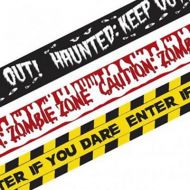 3 pack of fright tape - halloween decorations - zombie zone, enter if you dare, keep out designs