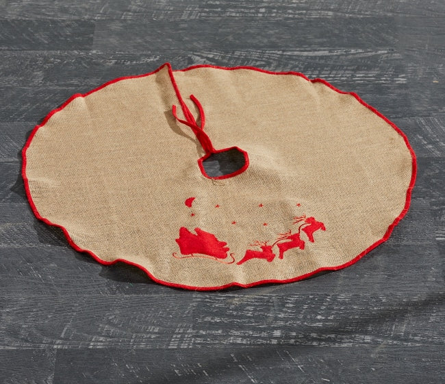 Embroidered Hessian tree skirt