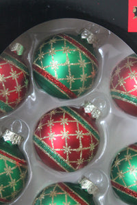 Red and Green Baubles 45mm - 10 pack