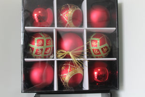 Glass Baubles 80mm Set of 9 - RED