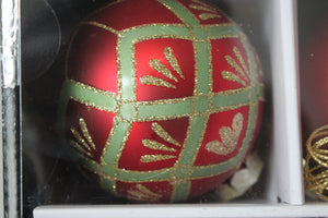 Glass Baubles 80mm Set of 9 - RED