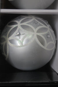 Glass Baubles 80mm Set of 9 - SILVER