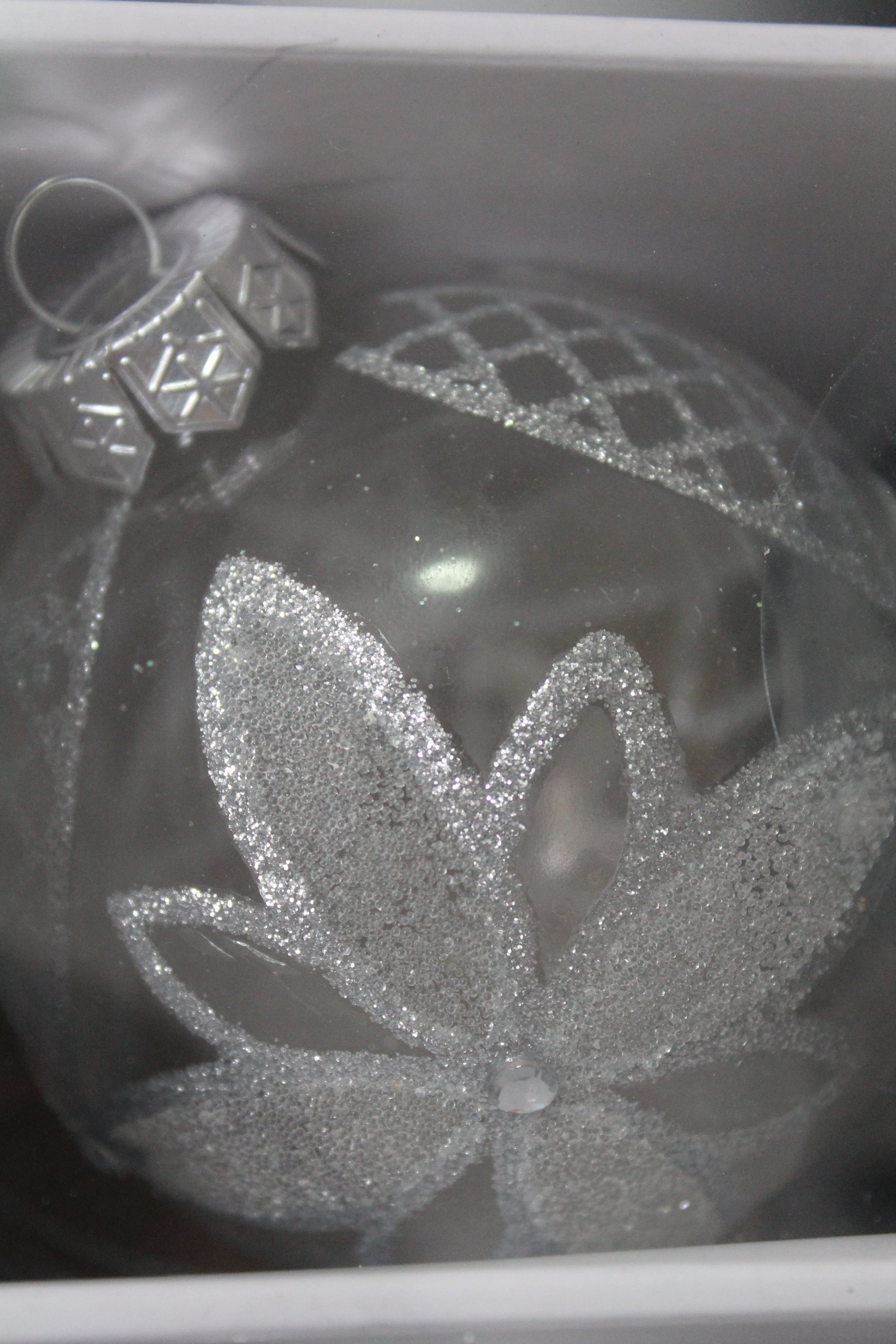 Glass Baubles 80mm Set of 9 - SILVER