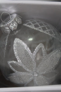 Glass Baubles 80mm Set of 9 - SILVER