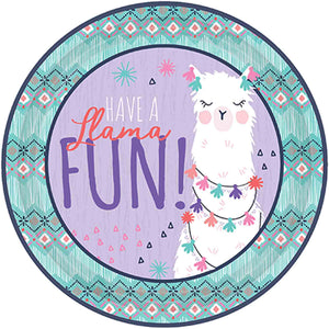 Llama fun party decorations- round llama lunch plates