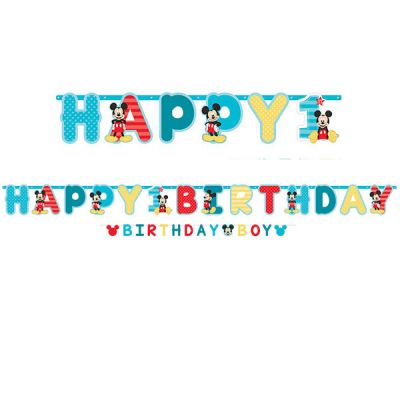 Mickey Mouse 1st birthday party decorations- jumbo jointed banner - 2 banner pack