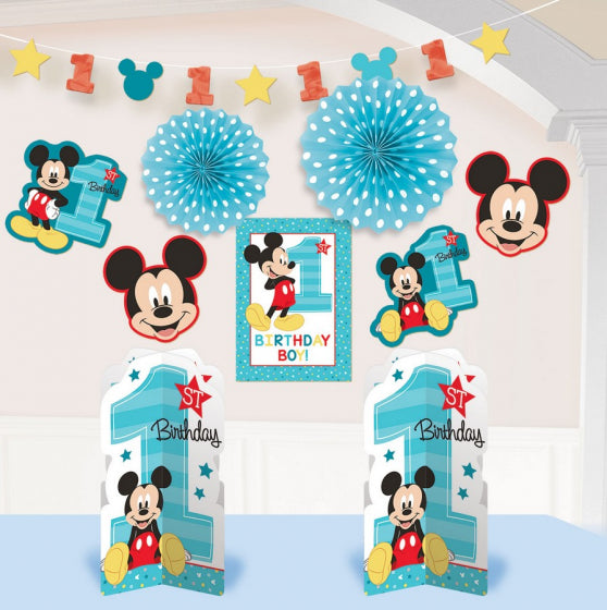Mickey Mouse 1st birthday party decorations- room decorating kit- fun to be one