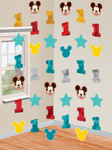 Mickey Mouse - 1st birthday hanging string decorations- fun to be one 