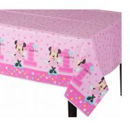 Minnie Mouse first birthday party decorations- fun to be one - plastic table cover