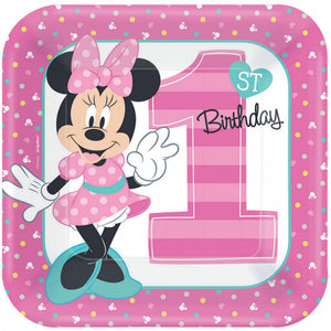 Minnie Mouse first birthday party decorations- fun to be one - large plates