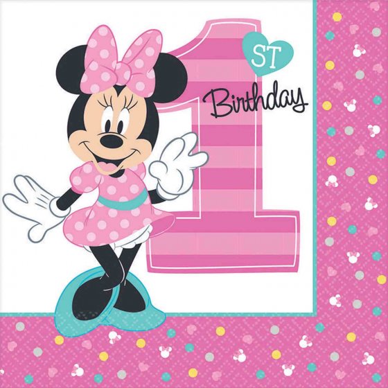 Minnie Mouse first birthday party decorations- fun to be one - lunch size napkins