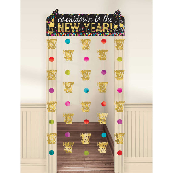 NYE party decorations- colourful door curtain entry decore