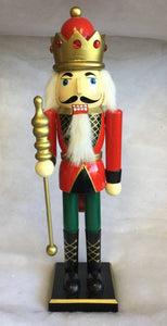 Wooden nutcracker decoration- 38cms tall with staff.