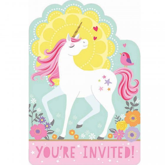 Unicorn postcard invitations