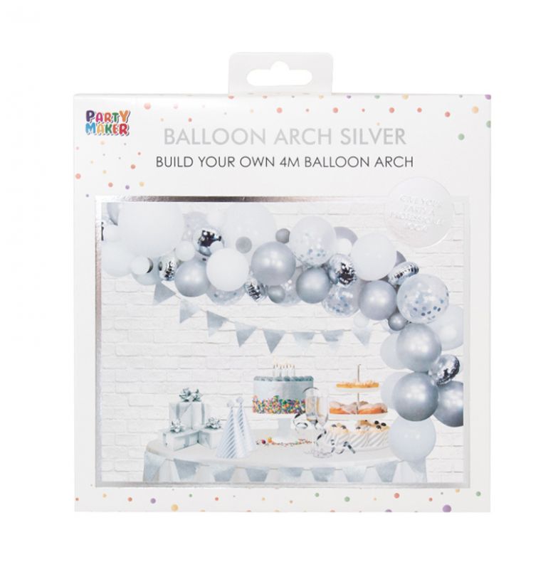 Beautiful silver and white coloured DIY balloon garland kit