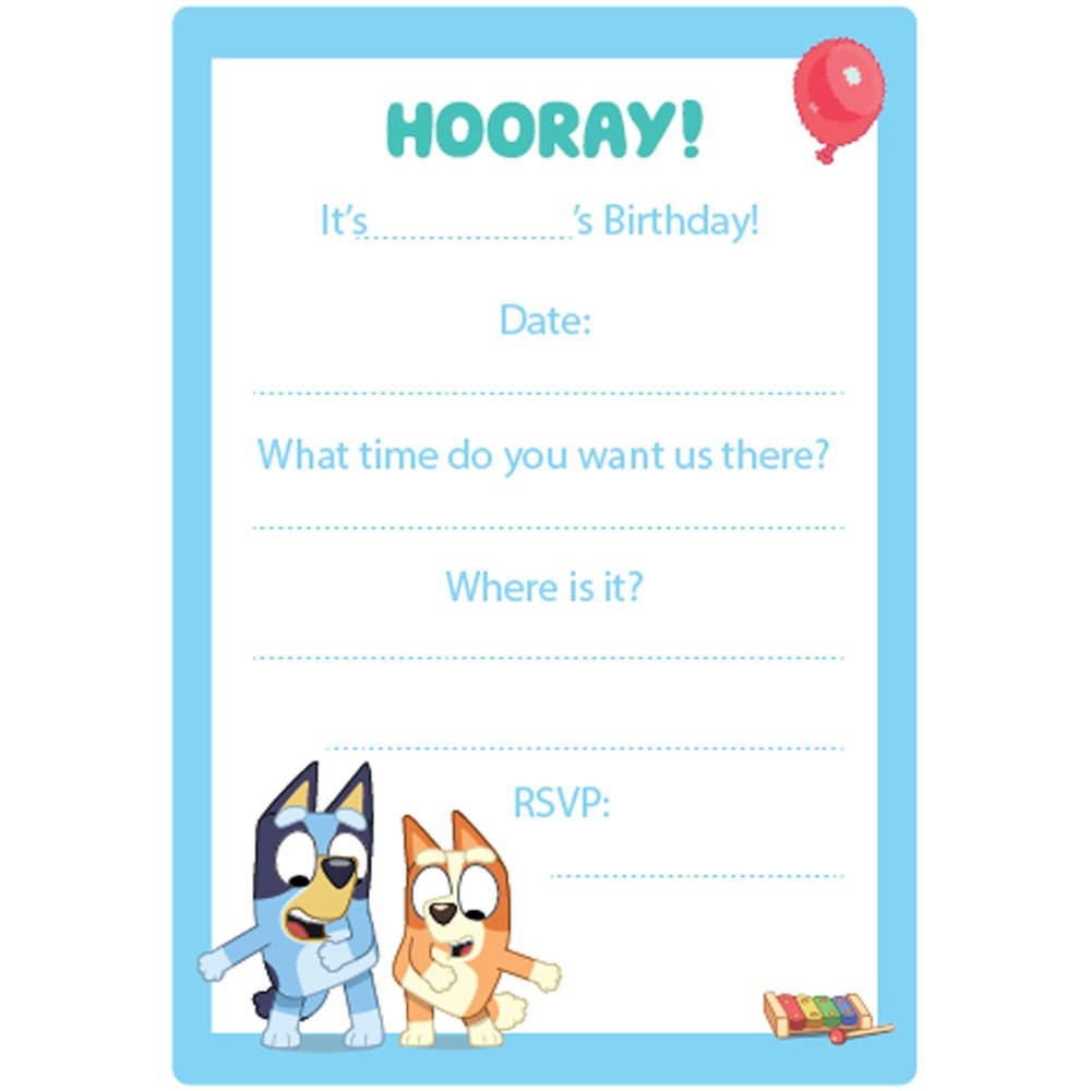 Bluey Invitations pack – Christmas and More Party Store