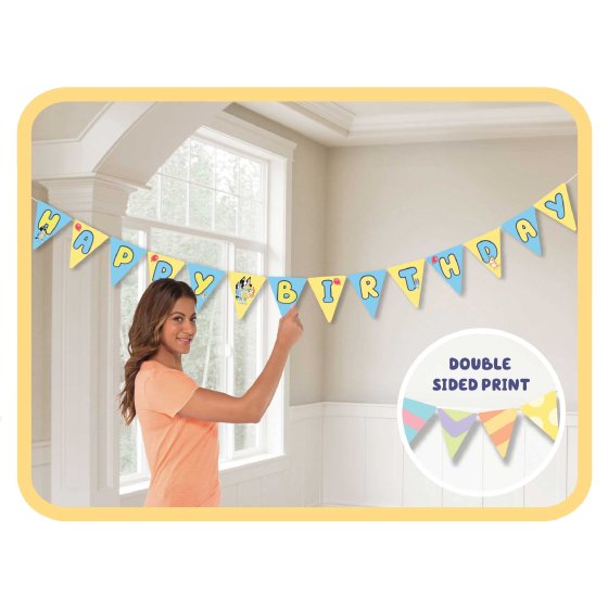 Double sided Bluey party bunting banner 
