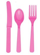 Bright pink colour assorted cutlery pack