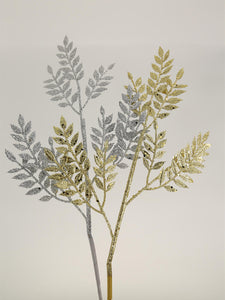 Silver Glitter leaf pick