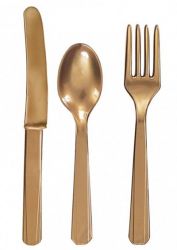 Solid Gold coloured party supplies- assorted gold cutlery pack 