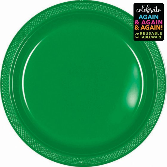 Festive Green Plastic Plates Pack of 20 Christmas and More Party