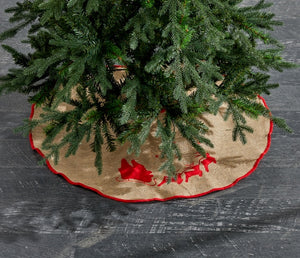 Embroidered Hessian tree skirt- example of display