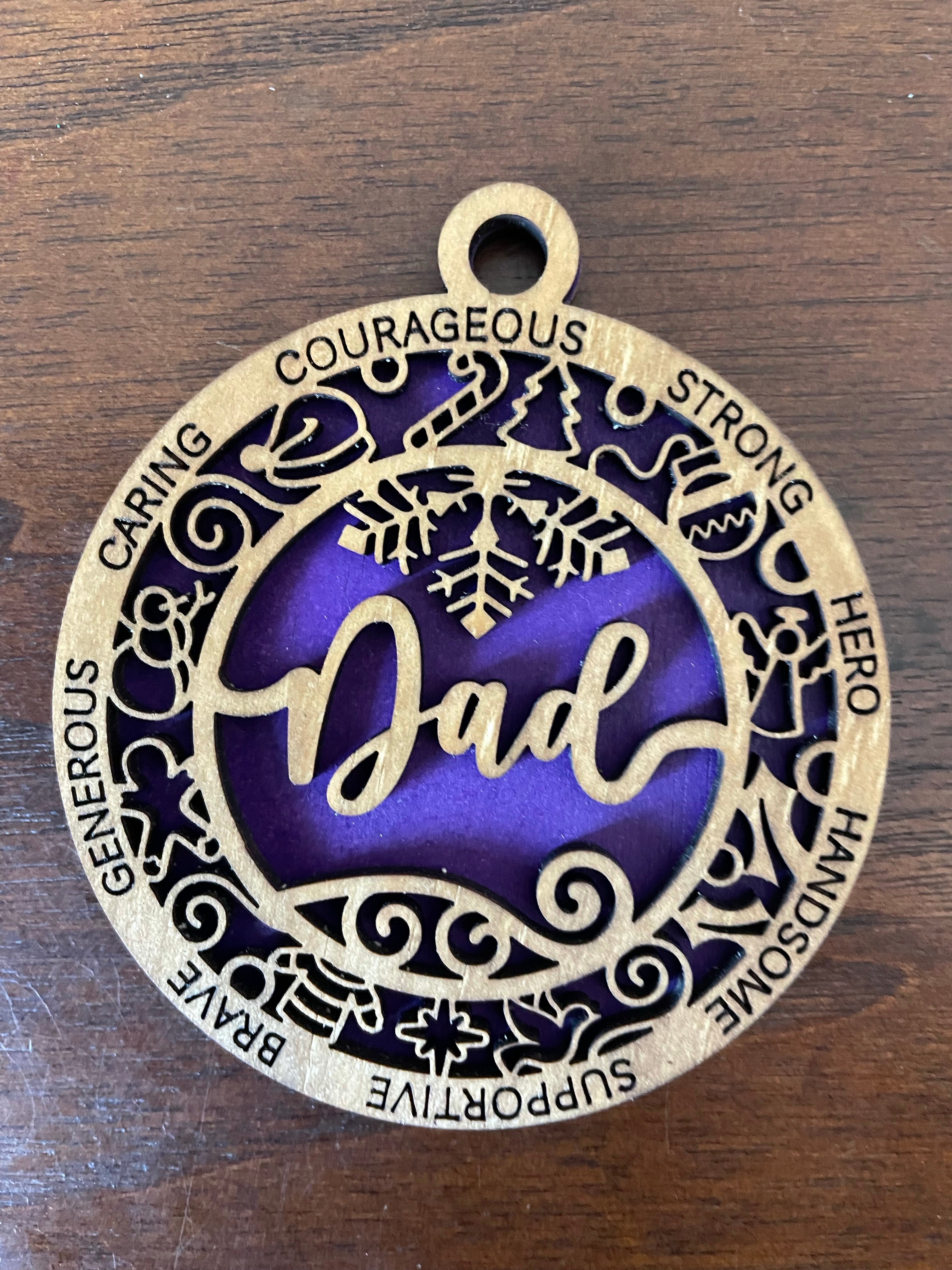 Wooden handmade tree ornament - Dad