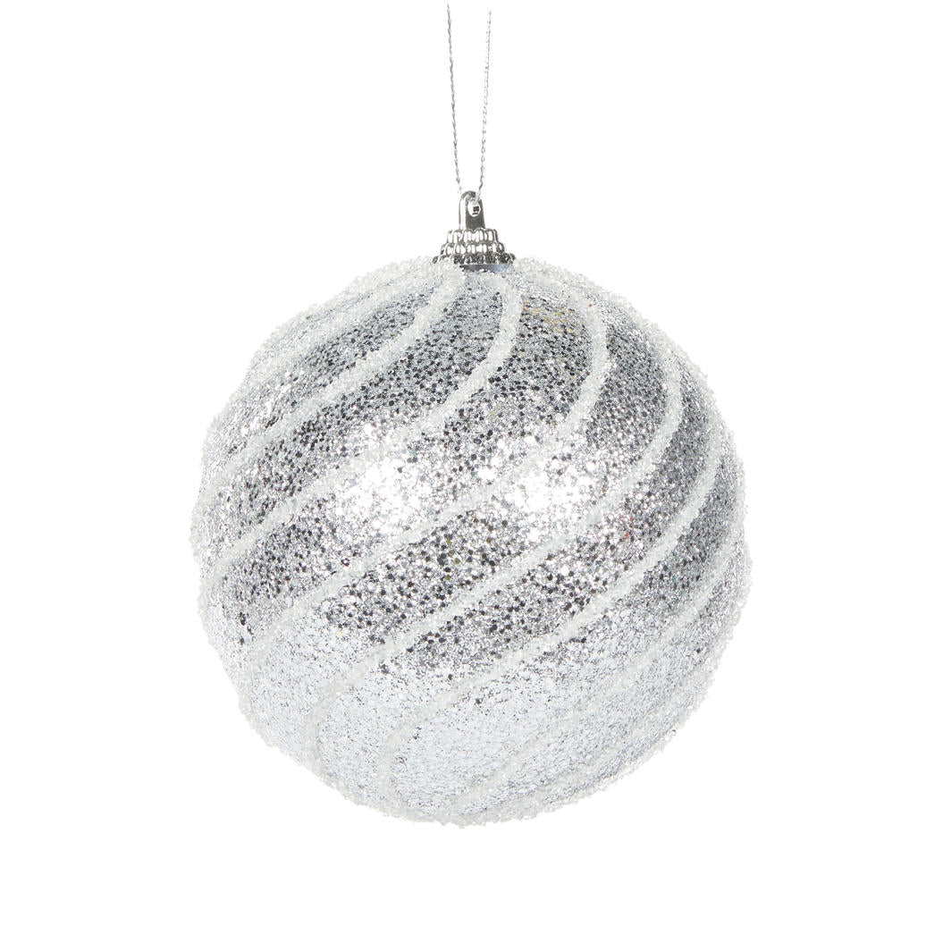 beautiful silver swirl large bauble - luxurious Christmas tree decorations