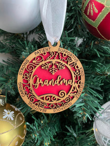 Wooden handmade tree ornament - Grandma