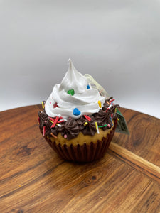 white realistic cupcake ornament - great for sweet Christmas decorating 