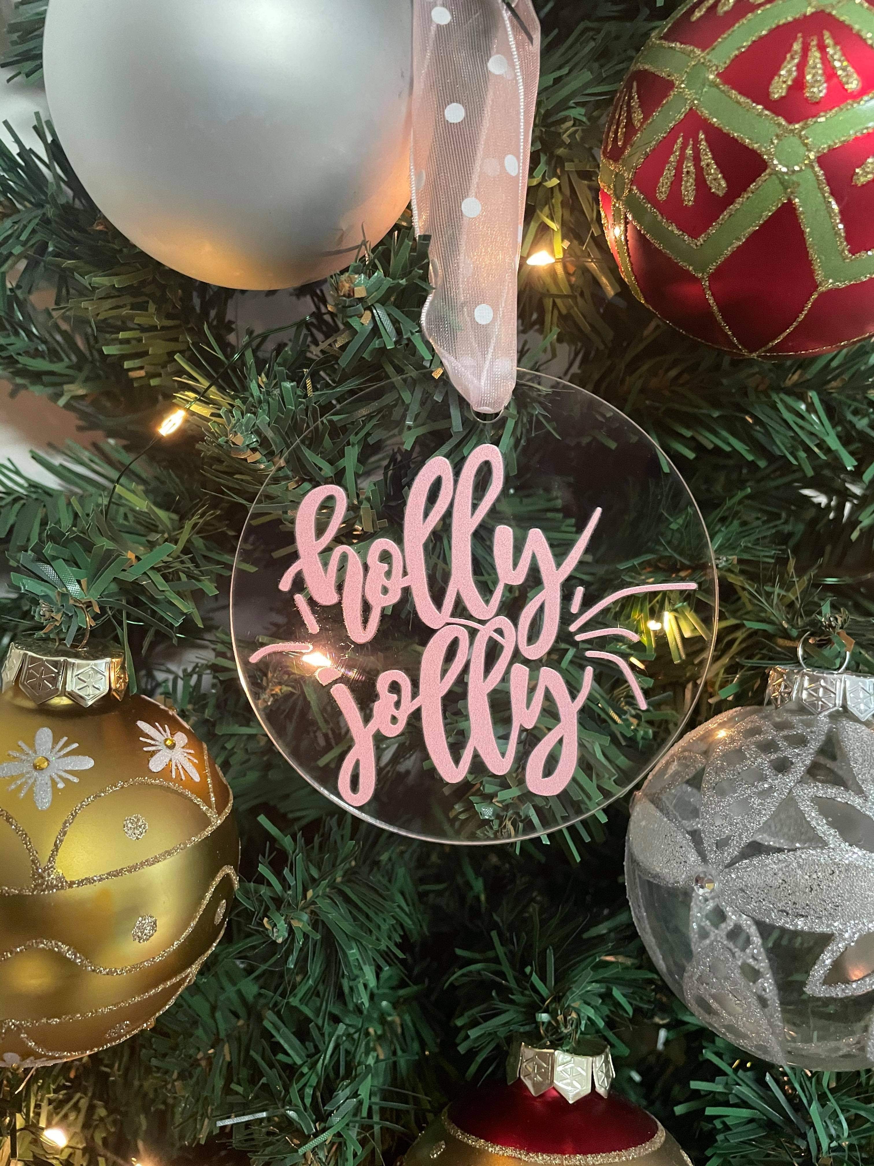 “Holly jolly” acrylic tree decoration