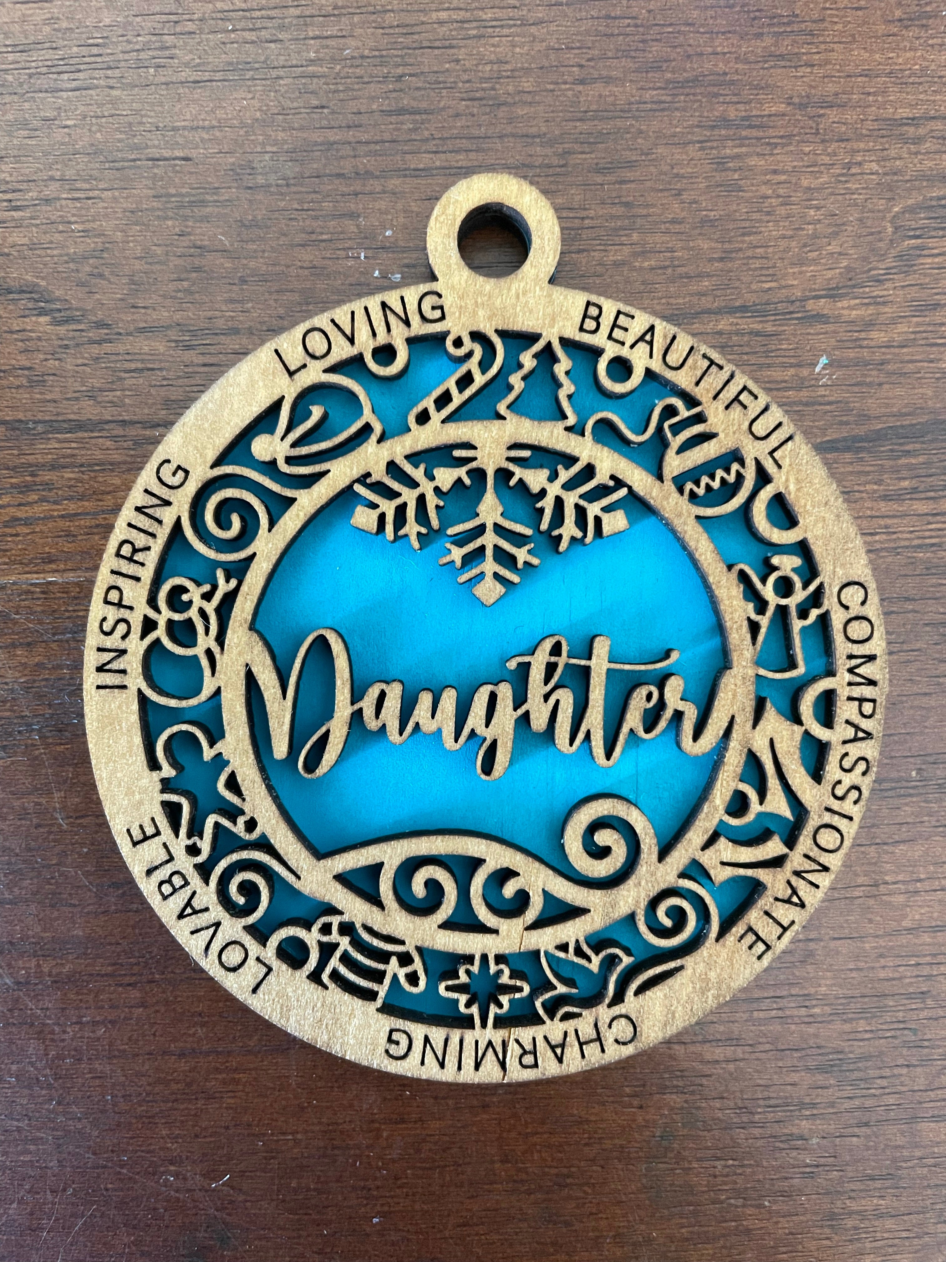 Wooden handmade tree ornament - Daughter