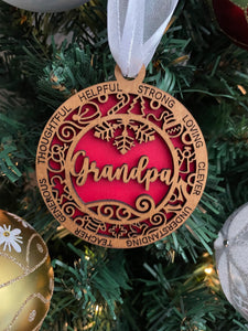 Wooden handmade tree ornament - Grandpa