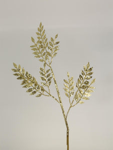 long stem gold glitter leaf pick for Christmas or occasion decorations 