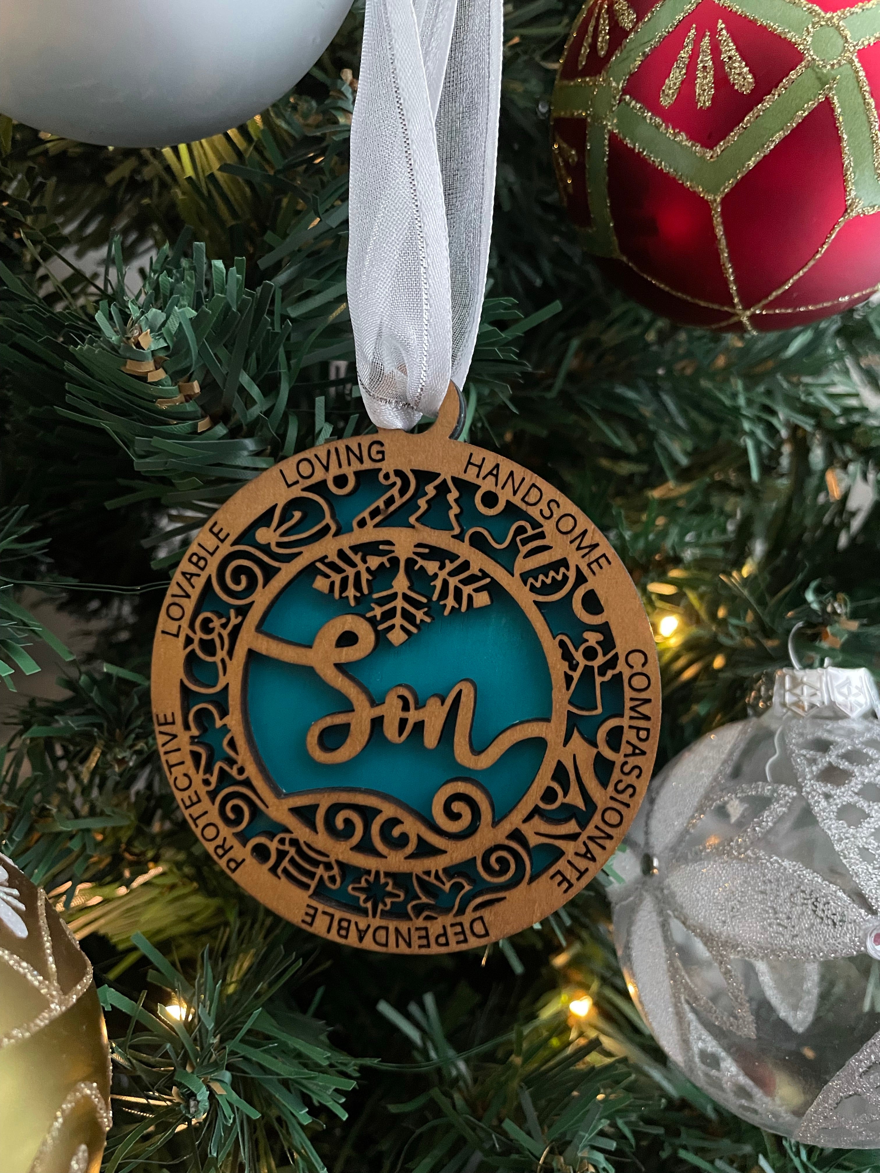 Wooden handmade tree ornament - Son